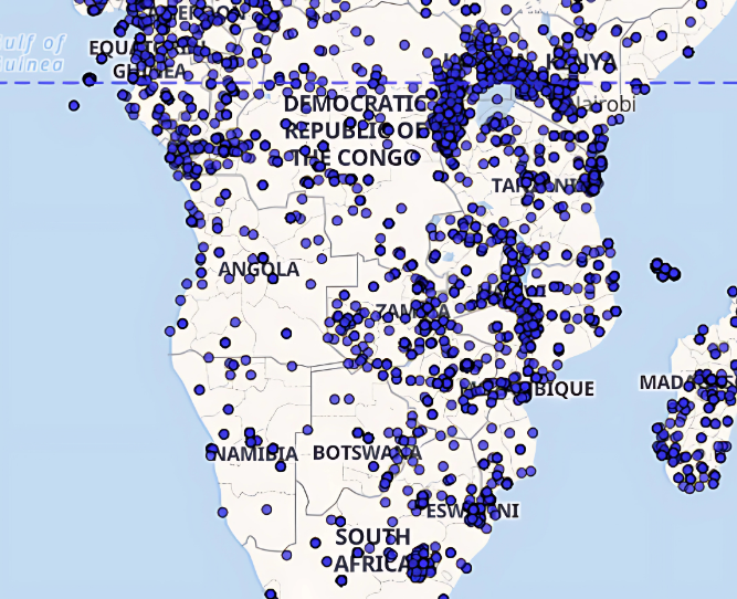 Map dotted with global opportunities